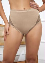 Calcinha Alta com Recorte Bege