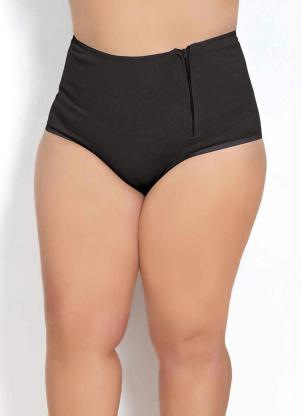 Calcinha Plus Size (Preta) com Z�per Frontal