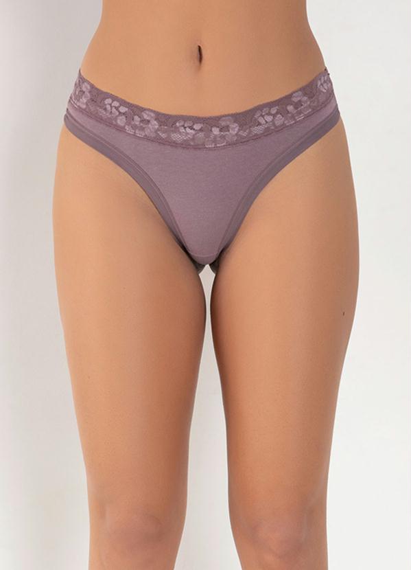 Calcinha Fio com Renda no C�s (Roxa)