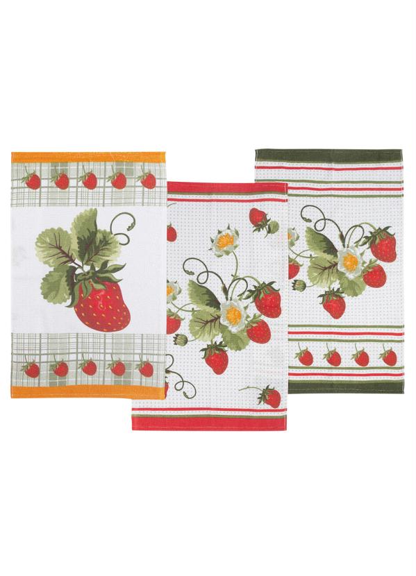 Pano de Copa Felpudo (Morangos) 3 Pe�as