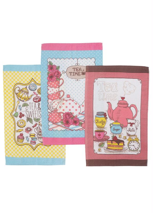 Pano de Copa Felpudo (Tea Time) 3 Pe�as