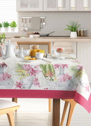 Toalha de Mesa Quadrada Floral (Rosa) (1 Peça) Toalha de Mesa Quadrada Floral (Rosa) (1 Peça)