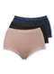 Demillus - Kit com 3 Calcinhas Alta Safira Demillus 57330 Bege - variação: Bege-Preto-Marinho