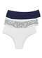 Malwee - Kit com 3 Calcinhas Tanga Malwee 1000090636 D019a-Branco-Cinza-Lilas - variação: D028e-Branco-Marinho