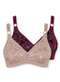 Demillus - Kit com 2 Sutiãs Sustentação Olimpo Anizete Demillus 61741 Taça B Bege-Rosado-Preto - variação: Bege-Rosado-Vinho-Barolo