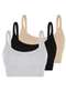 Lupo - Kit com 3 Tops sem Aro e sem Bojo Loba 41018-001 Branco - variação: Branco-Preto-Natural