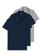 Malwee - Kit com 3 Camisetas Polo Masculina Malwee 1000004430 Marinho-Preto - variação: Marinho-Cinza-Mescla