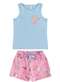 Malwee - Pijama Infantil Menina Curto Malwee 1000130564 01433-Ds66a-Salmão-Azul - variação: 01631-Ds64a-Azul-Rosa