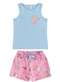 Malwee - Pijama Infantil Menina Curto Malwee 1000130564 02143-Ds66b-Off-White-Verde - variação: 01631-Ds64a-Azul-Rosa