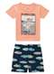 Malwee - Pijama Infantil Menino Curto Malwee 1000131957 02143-Off-White-Marinho - variação: 01433-Laranja-Marinho
