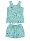 Malwee - Pijama Infantil Menina Curto Malwee 1000125124 Z937b-Cinza - variação: Z884b-Verde