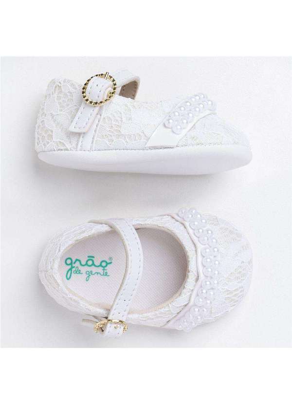 Sapatinho Bebê Menina Branco Renda Batizado 14 Grão de Gente Branco - Grao  de Gente
