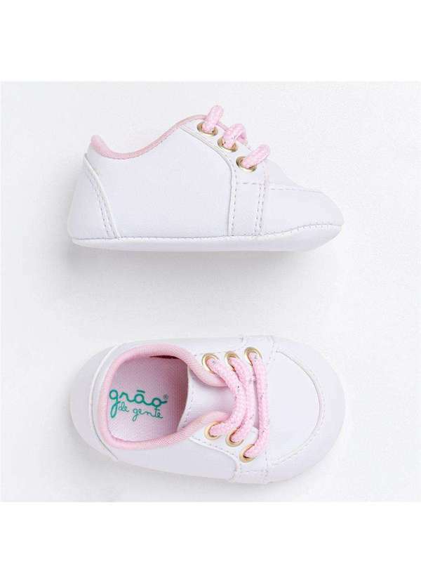 Tênis Bebê Menina Classic Branco e Rosa Tam 17 Grão de Gente Branco - Grao  de Gente