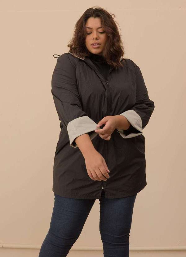 parka corta vento plus size