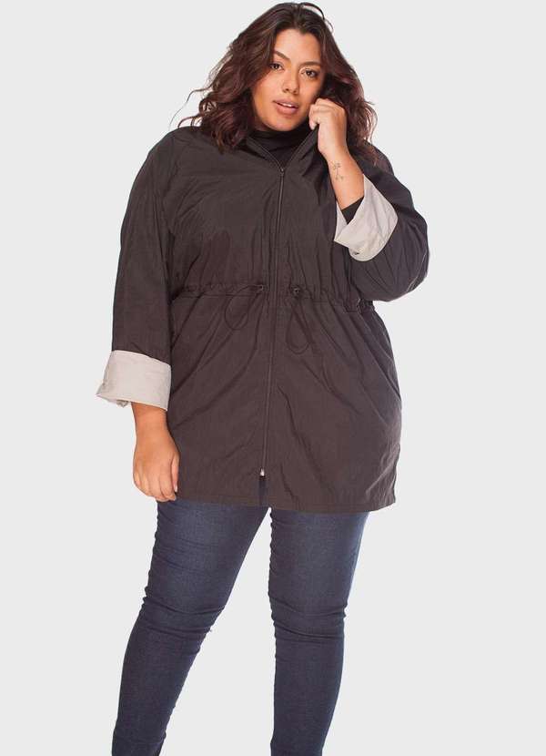 parka corta vento plus size