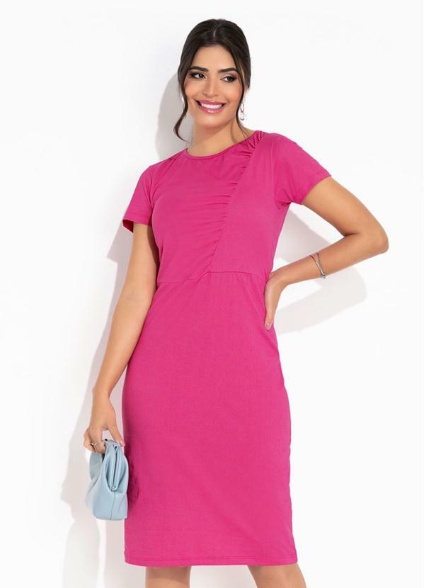 Vestido (Rosa) com Franzido Moda Evang�lica