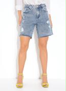 Bermuda Jeans com Barra Desfiada Sawary