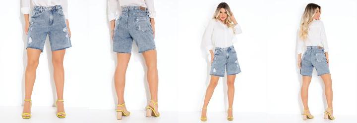 Bermuda Jeans com Barra Desfiada Sawary