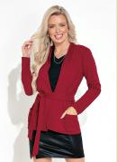 Blazer com Bolsos e Faixa para Amarrar Vermelho 