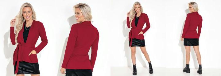 Blazer com Bolsos e Faixa para Amarrar Vermelho