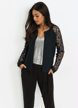 Blazer com Renda nas Mangas (Preto)