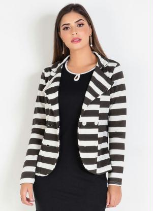 Blazer (Listrado) com Bot�es Moda Evang�lica