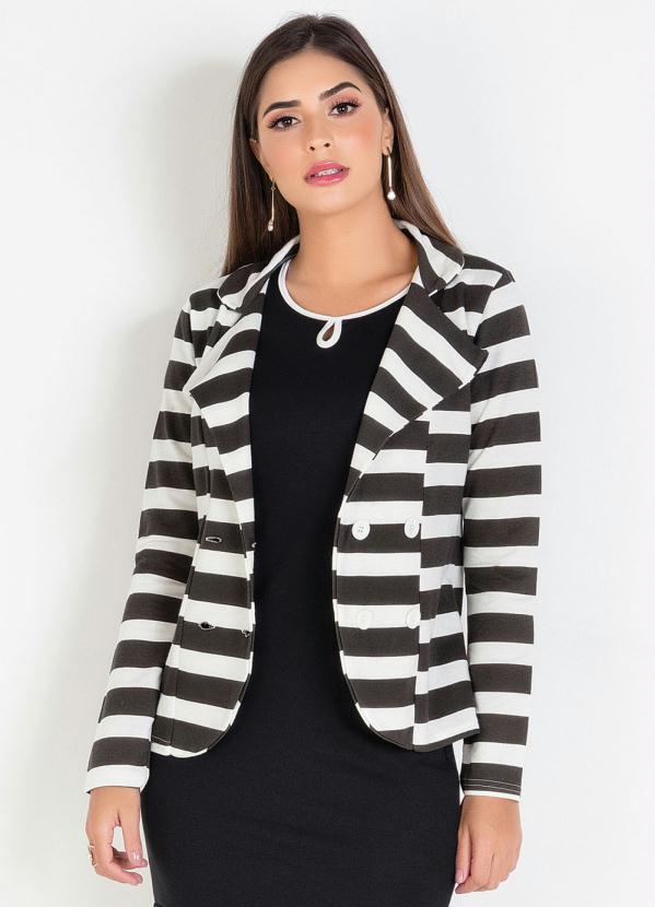 Blazer (Listrado) com Bot�es Moda Evang�lica