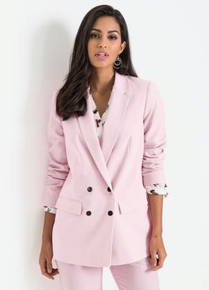Blazer Oversized Abotoamento Duplo (Rosa Claro)