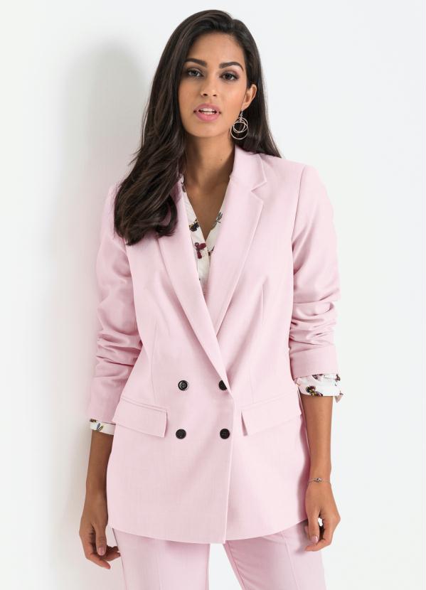 Blazer Oversized Abotoamento Duplo (Rosa Claro)