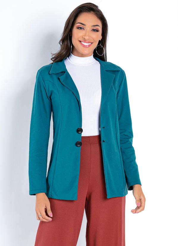Blazer (Verde) com Mangas Longas e Bot�es