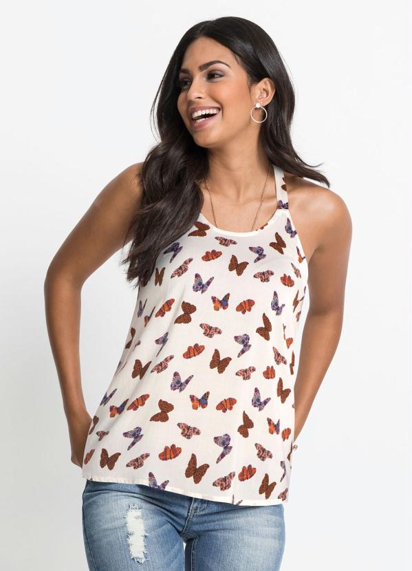 Blusa com Alças Estampada (Borboleta Bege) Blusa com Alças Estampada (Borboleta Bege)