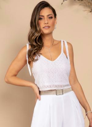 Blusa Cropped (Branco) com Alças para Laço Blusa Cropped (Branco) com Alças para Laço