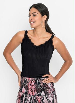 Blusa de Al�a Decote V (Preta)