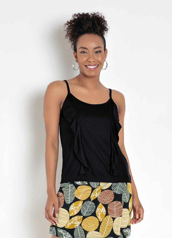 Blusa de Alça (Preta) com Babado Blusa de Alça (Preta) com Babado