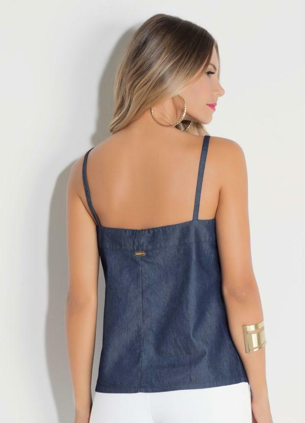 blusa de alça jeans feminina