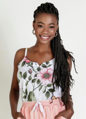 Blusa (Floral Branca) de Alças Blusa (Floral Branca) de Alças