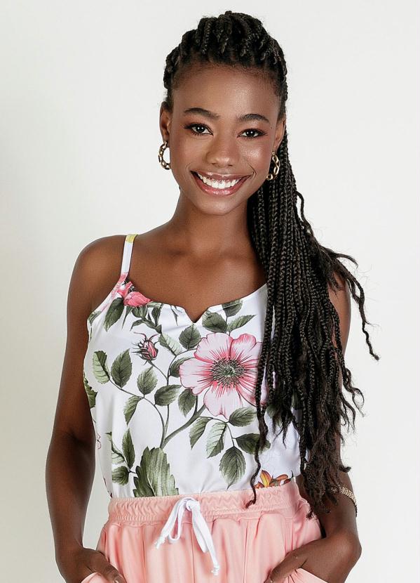 Blusa (Floral Branca) de Alças Blusa (Floral Branca) de Alças