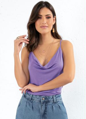 Blusa (Roxa) com Al�as e Decote Degag�