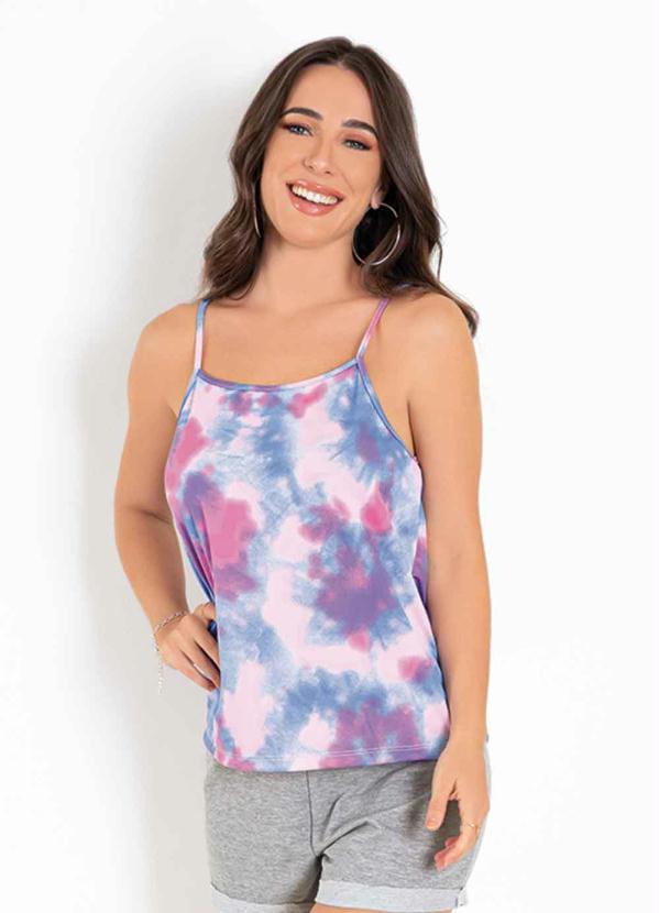 Blusa (Tie Dye Azul) com Al�as Finas