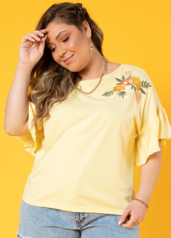 blusa amarela bordada