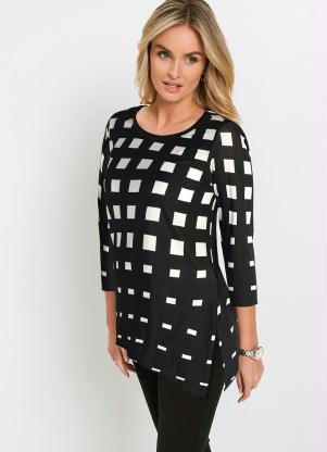 Blusa Barra Assim�trica (Preto/Branco)