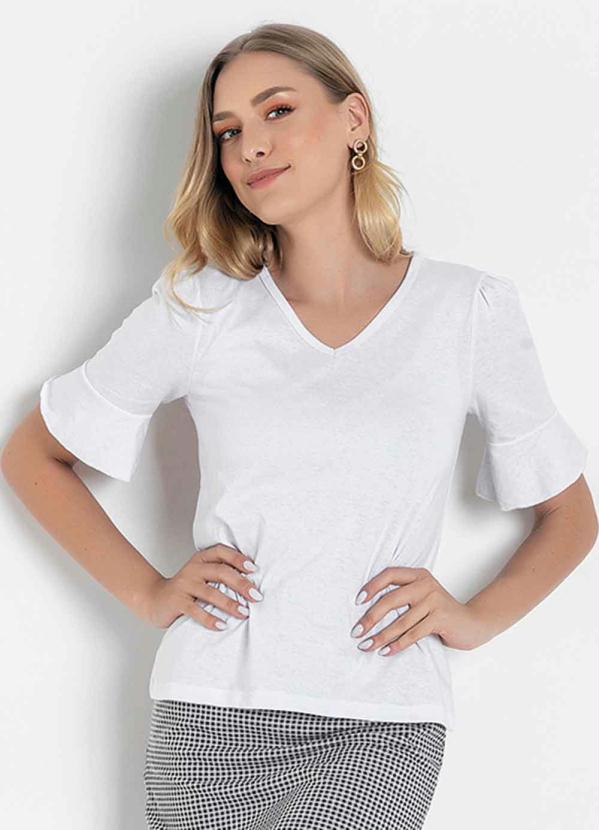 Blusa (Branca) com Babado na Manga Blusa (Branca) com Babado na Manga