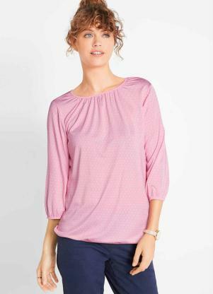 Blusa com El�stico e Decote Franzido Po� (Rosa)