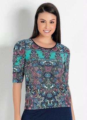 Blusa com Franzido (Mandala Verde) Moda Evang�lica