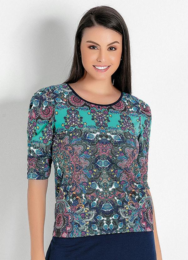 Blusa com Franzido (Mandala Verde) Moda Evang�lica