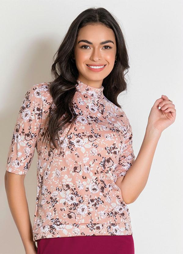 Blusa com Gola (Floral Salmão) Moda Evangélica Blusa com Gola (Floral Salmão) Moda Evangélica