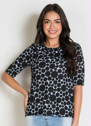 Blusa com Manga 3/4 (Poá Preta) Moda Evangélica Blusa com Manga 3/4 (Poá Preta) Moda Evangélica