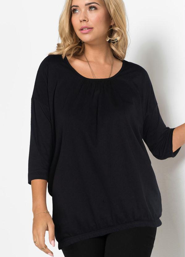 Blusa com Mangas Morcego 7/8 (Preto)