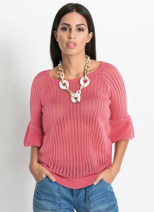 Blusa de Tric� Ponto Trabalhado (Rosa)