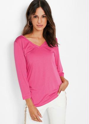 Blusa Decote V Frente e Costas (Rosa) Blusa Decote V Frente e Costas (Rosa)